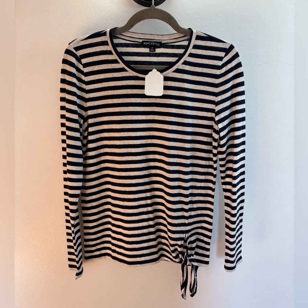 NWOT J. Crew Navy And White Stripe Long Sleeve T-shirt S